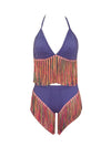 Gorgeousladie Multicolor Fringe Halter Bikini