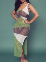 Gorgeousladie Colorblock Slit Mesh Cover-Up