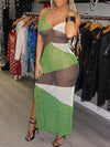 Gorgeousladie Colorblock Slit Mesh Cover-Up