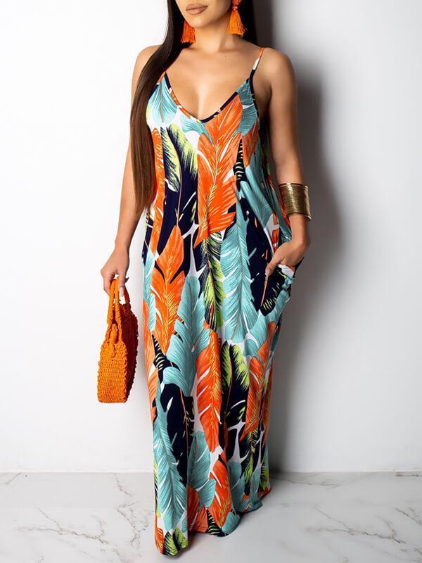 Gorgeousladie Leaf Print Cami Dress