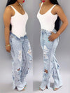 Gorgeousladie Distressed Side-Slit Jeans