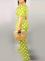 Gorgeousladie Dot Off Shoulder Crop Top & Pants Set