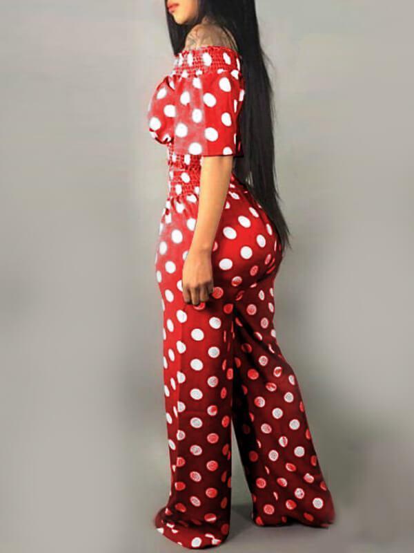Gorgeousladie Dot Off Shoulder Crop Top & Pants Set