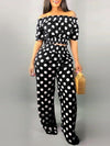 Gorgeousladie Dot Off Shoulder Crop Top & Pants Set