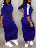 Gorgeousladie Stripe-Sleeve Maxi Dress