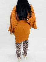 Gorgeousladie Knit Poncho & Sweater Dress Set