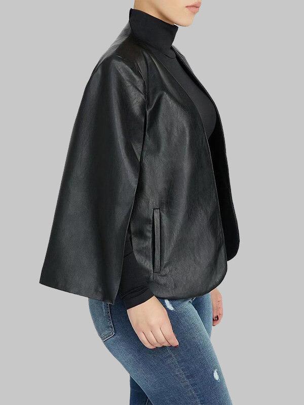 Gorgeousladie Faux Leather Cape Blazer