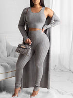 Gorgeousladie Ribbed Cardigan & Pants Set
