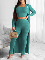 Gorgeousladie Ribbed Cardigan & Pants Set
