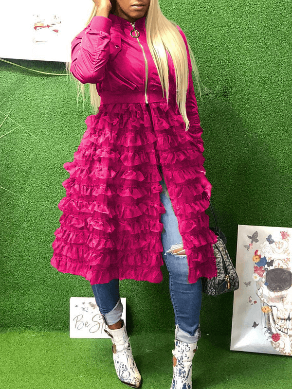 Gorgeousladie Frilled Mesh Combo Jacket