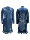 Gorgeousladie Distressed Fringe Denim Jacket