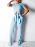 Ribbed Tied Top & Pants Set