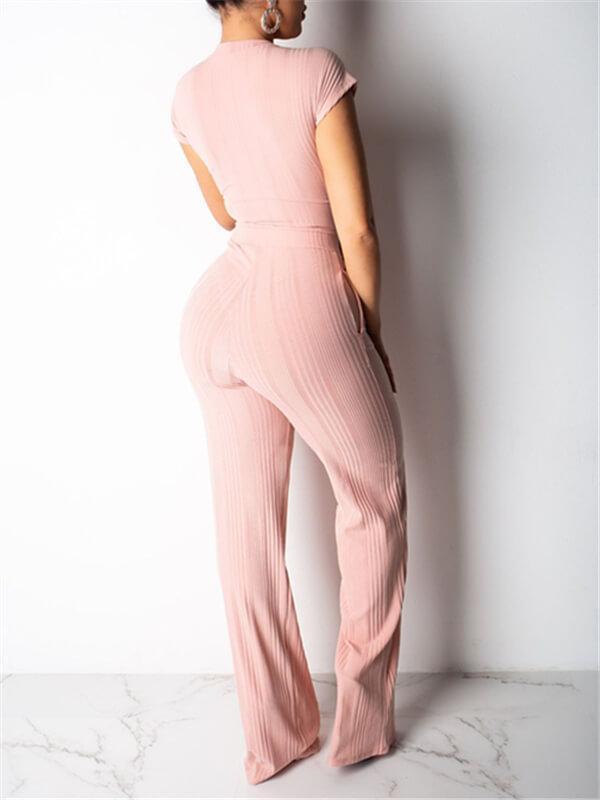 Ribbed Tied Top & Pants Set