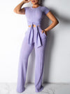 Ribbed Tied Top & Pants Set