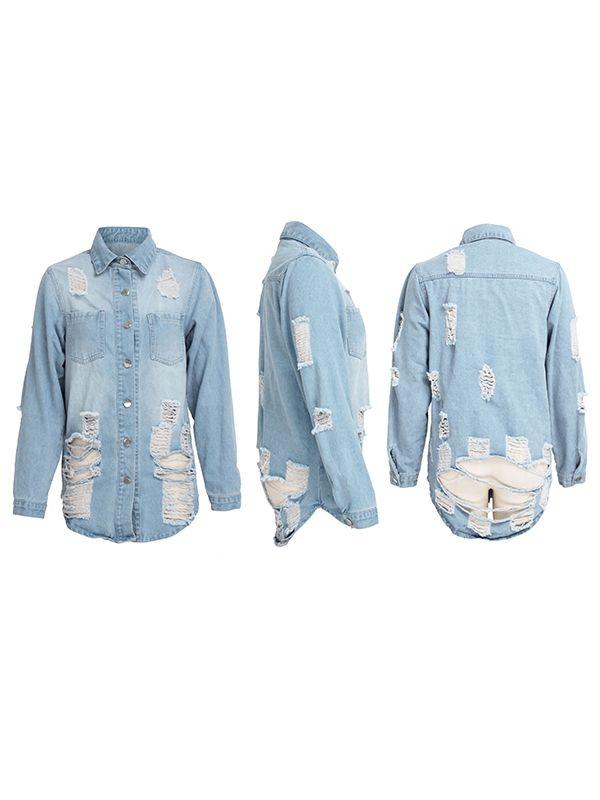 Gorgeousladie Distressed Denim Jacket
