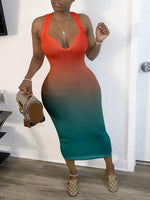 Gorgeousladie V-Neck Gradient Dress
