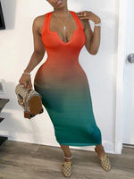 Gorgeousladie V-Neck Gradient Dress