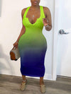 Gorgeousladie V-Neck Gradient Dress
