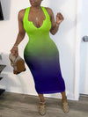 Gorgeousladie V-Neck Gradient Dress