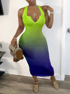 Gorgeousladie V-Neck Gradient Dress