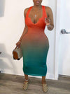 Gorgeousladie V-Neck Gradient Dress