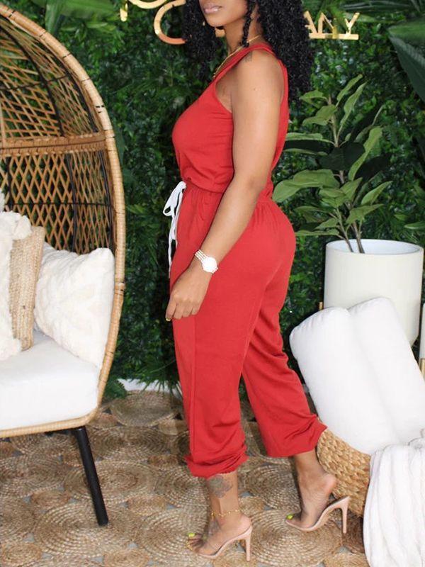Gorgeousladie Drawstring Sleeveless Jumpsuit