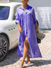 Gorgeousladie Button-Down Side-Slit Shirt Dress