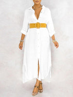 Gorgeousladie Button-Down Side-Slit Shirt Dress