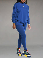 Gorgeousladie Solid Sweatshirt & Leggings Set