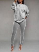 Gorgeousladie Solid Sweatshirt & Leggings Set