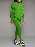 Solid Sweatshirt & Leggings Set