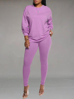 Gorgeousladie Solid Sweatshirt & Leggings Set