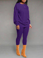 Gorgeousladie Solid Sweatshirt & Leggings Set