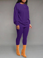 Solid Sweatshirt & Leggings Set