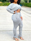 Gorgeousladie Drawstring Top & Ruched Pants Set