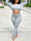 Gorgeousladie Drawstring Top & Ruched Pants Set