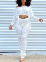 Gorgeousladie Drawstring Top & Ruched Pants Set