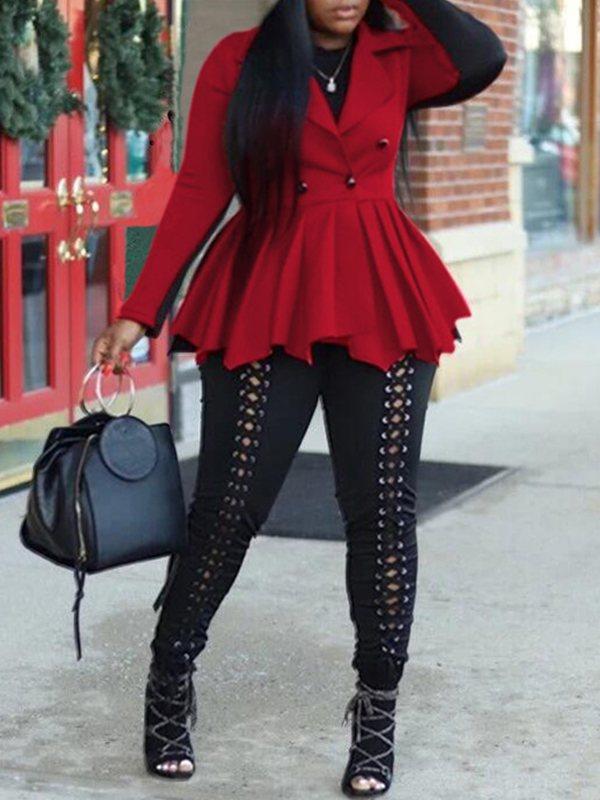 Gorgeousladie Two-Tone Peplum Blazer