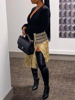 Gorgeousladie Fringe Combo Wrapped Blazer
