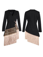 Gorgeousladie Fringe Combo Wrapped Blazer