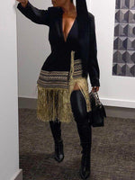 Gorgeousladie Fringe Combo Wrapped Blazer