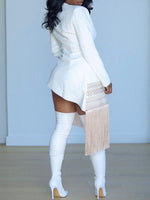 Gorgeousladie Fringe Combo Wrapped Blazer