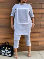 Gorgeousladie Side-Slit Sweatshirt & Ripped Pants Set