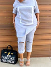 Gorgeousladie Side-Slit Sweatshirt & Ripped Pants Set