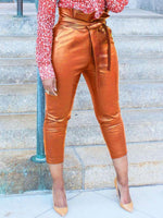 Gorgeousladie Belted Faux-Leather Pants