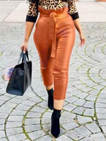 Gorgeousladie Belted Faux-Leather Pants