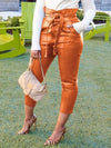 Gorgeousladie Belted Faux-Leather Pants