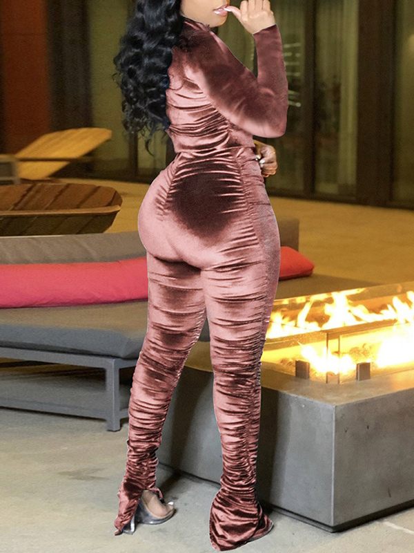 Velvet Ruched Jacket & Pants Set