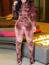Velvet Ruched Jacket & Pants Set