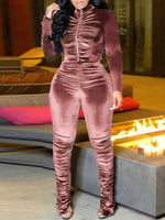 Velvet Ruched Jacket & Pants Set